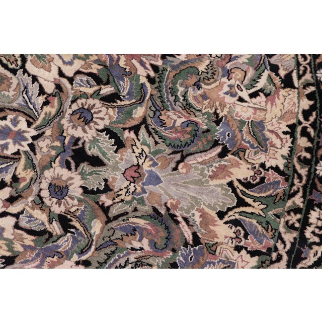 Shabby Chic Shabby Chic Pak-Persian Black/Gray Wool Round Rug- 8'10'' X 9'0'' For Sale - Image 3 of 9