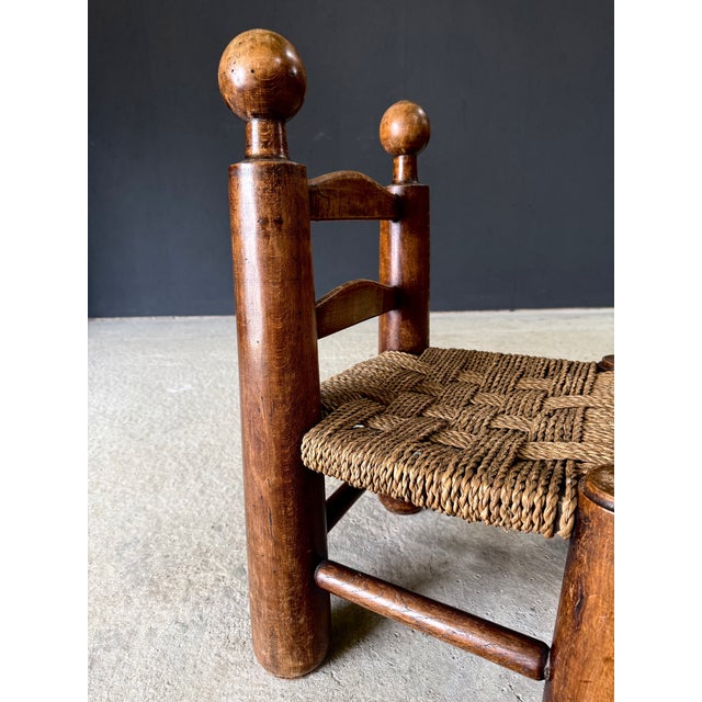 French Provincial Brutalist Low Stool by Charles Dudouyt, France 1940s For Sale - Image 11 of 16