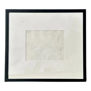 Vintage Framed Horse Body Sketch Drawing