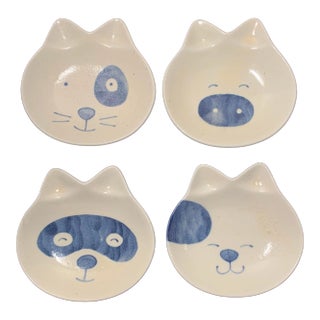 Mid 20th Century Kotobuki Cat Sushi Plates- Set of 4 For Sale