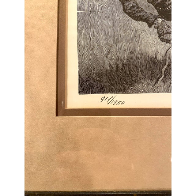 Sculpture Materials 1970s Frederic Remington Wood Engraving "Teaching a Mustang Pony to Pack Dead Game" Western Cowboys Horses For Sale - Image 7 of 10