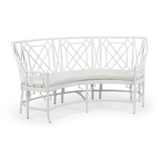 Traditional Wild Palm Settee, White For Sale - Image 3 of 3