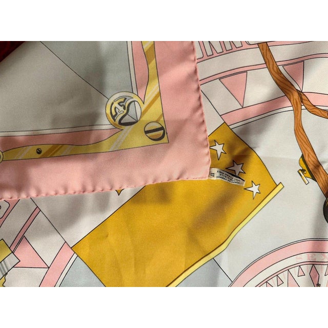 Hermes Carre Sextants Nautical Vintage 90cm Light Pink Silk Scarf 