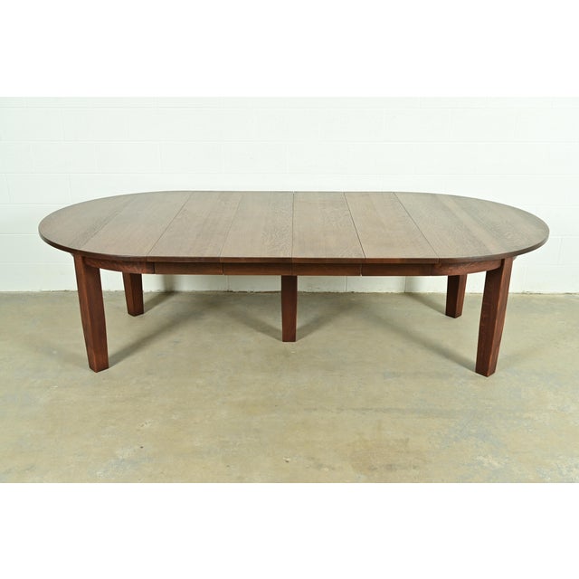 Wood Stickley Antique Mission Oak Arts & Crafts Extension Dining Table, Newly Refinished For Sale - Image 7 of 14