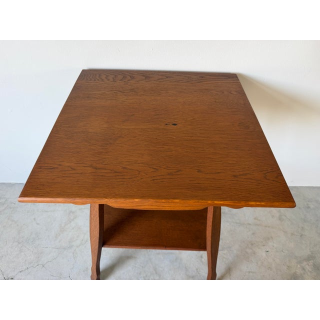 1990s 1996 Vintage Arts & Crafts Style Handmade Oak End Table – Signed g.b.d. For Sale - Image 5 of 12
