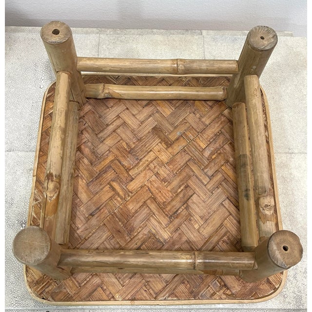 Mid 20th Century Vintage Rattan Bamboo Plant Stand/Table Riser For Sale - Image 5 of 8