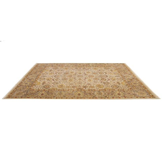 Textile Handmade Paki Peshawar Wool Rug in Beige With Floral Design For Sale - Image 7 of 10