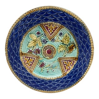 French Majolica Plate Onnaing, Circa 1890 For Sale