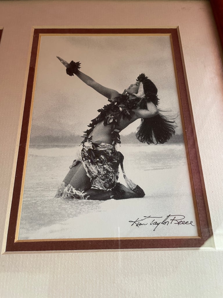 キムテイラーリース　KIM TAYLOR REECE ハワイ ヴィンテージ Vintage Kim Taylor Reece Hula Photo Triptych in Solid Koa Wood