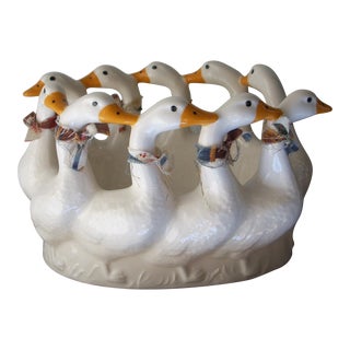 Michael Mörtl Styled Ceramic Round of Geese Planter For Sale