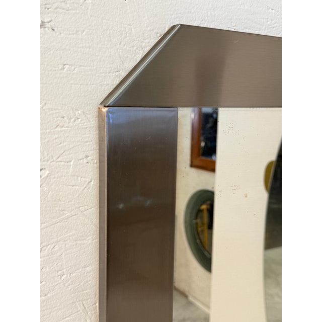 Mid-Century Modern Vintage Italian Chrome-Framed Wall Mirror For Sale - Image 3 of 7