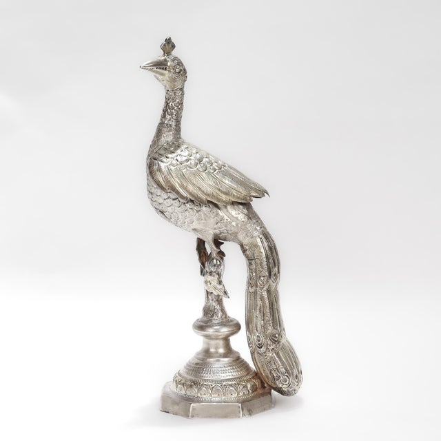 Antique Kutch or Ottoman Silver Peacock or Bird of Paradise Rose Water Sprinkler For Sale - Image 4 of 8