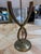 1950s Italian Brass Table Lamp With Twisted Loop Base and Pleated Shade, 1950s For Sale - Image 5 of 9