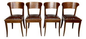 Art Nouveau Leather Dining Chairs by Richard Riemerschmid for Deutsche Werkstätten Hellerau, 1920s, Set of 4