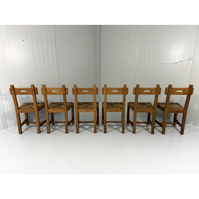 Rustic Blonde Oak Dining Chairs, 1960s, Set of 6 For Sale - Image 14 of 18