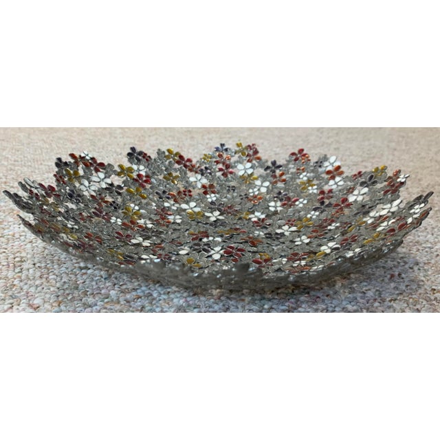 Modern Vintage Pierced Metal Grillwork Bowl For Sale - Image 3 of 9