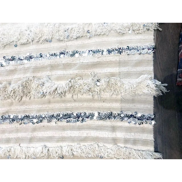 Very nice & interesting hand knotted Moroccan Wedding blanked Handira or carpet. Some folks use it on the floor but some...