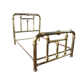 19th Century Victorian Brass Cannonball Full Double Bed Frame For Sale