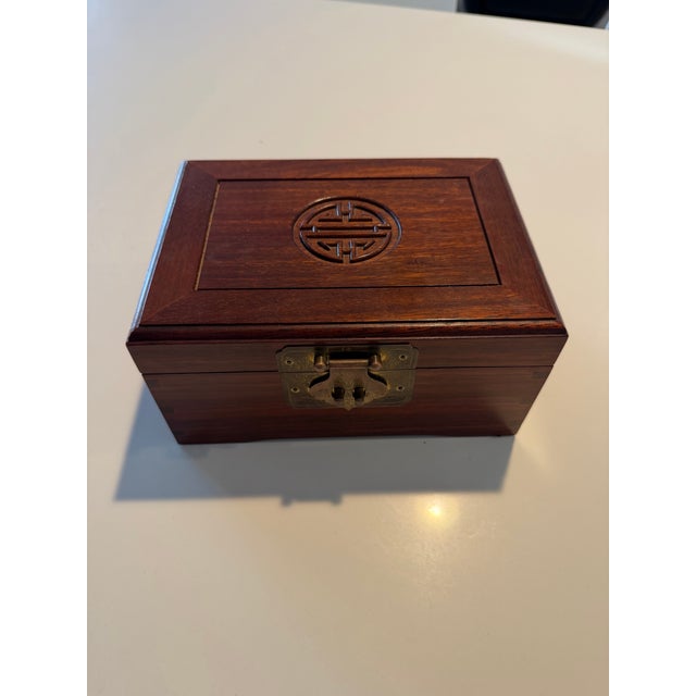 Large Vintage Chinese Chinoiserie Jewelry Box With Ornate Solid Brass Fittings For Sale - Image 10 of 10