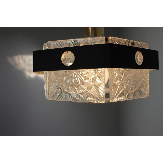 Czechoslovak Cut Glass and Chrome Pendant Light from Kamenický Šenov, 1970s For Sale - Image 13 of 14