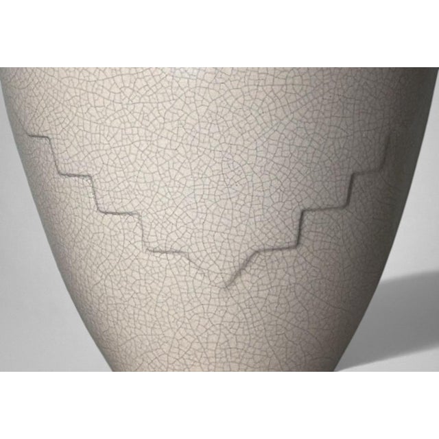 Art Deco French Craquelé White Ceramic Vase For Sale - Image 13 of 18