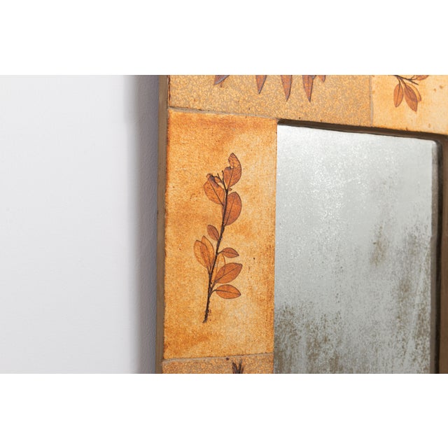 Vintage Botanical Ceramic Mirror by Raymonde Leduc for Vallauris, France, 1960s For Sale - Image 6 of 9