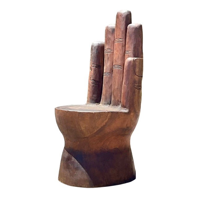 Vintage Boho Hand Carved Hand Chair For Sale