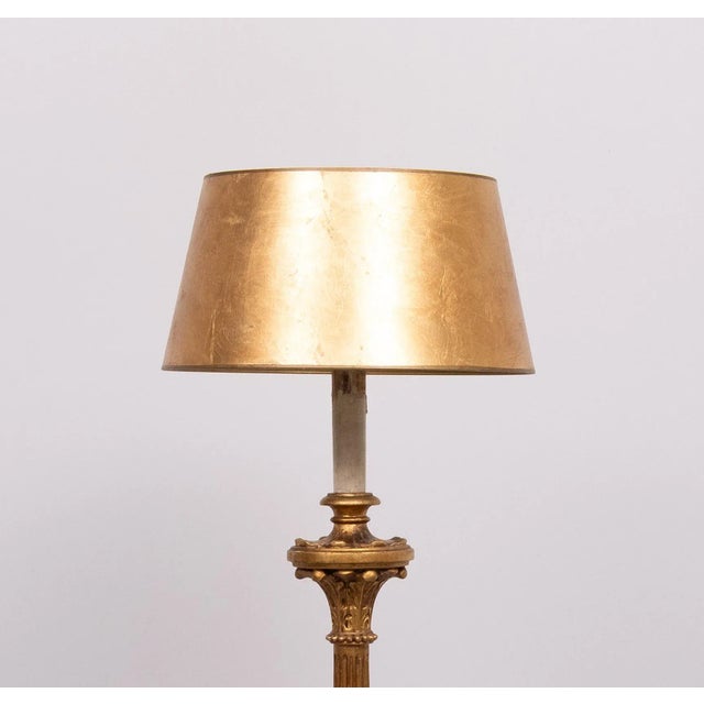 Italian Rococo Style Gilt Wood Floor Lamp, 1950s For Sale - Image 9 of 13