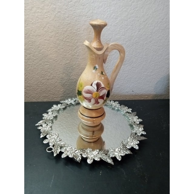GORGEOUS VTG Hand painted 6" Wooden Cruet w/ Stopper This stunning vintage hand-painted 6" wooden cruet with stopper is a...