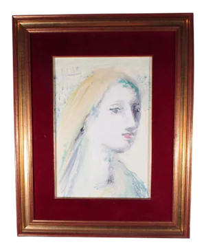 Late 20th Century Italian Expressionist Style Portrait Painting of a Lady, Framed