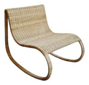 Coastal Contemporary Raw Rattan Rocking Chair