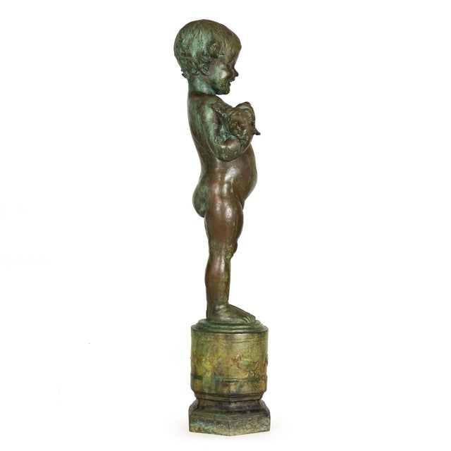 Art Nouveau American Bronze Sculpture Fountain “Baby Duck”, Edith Barretto Parsons, 41” H For Sale - Image 3 of 18