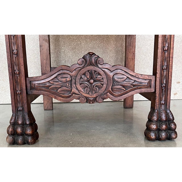 19th Century Set of Four French Carved Walnut Turned Wood Chairs with Claw Feet For Sale - Image 14 of 18