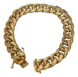 Vintage 14 Karat Yellow Gold 33.4Gm Cuban link Bracelet Unisex, 7.75 INCH