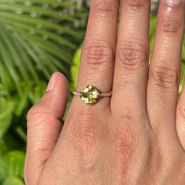 Art Deco Modern Glam 2.04ct Lemon Topaz Diamond Clover Cocktail Ring in 14k Gold Size 4 For Sale - Image 3 of 14