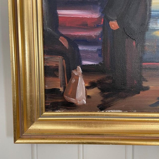 1930s Early Swedish Modernist Interior Scene Oil Painting by Göte Lundberg For Sale - Image 4 of 14