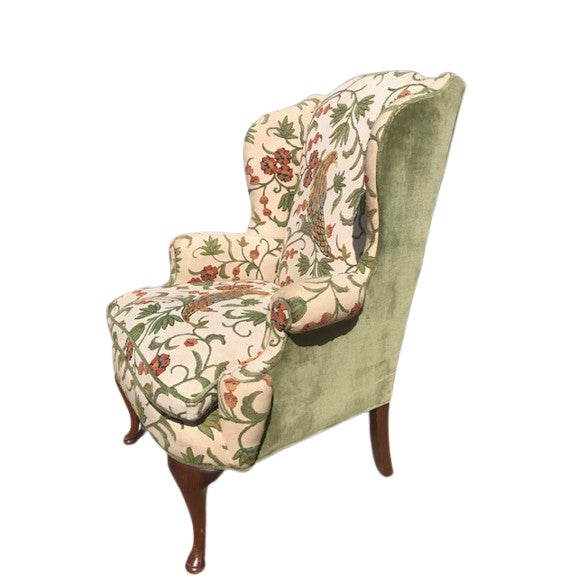 1950s 1950s Henredon Mohair and Crewel Wingback Mid Century Chairs - Set of 2 For Sale - Image 5 of 10