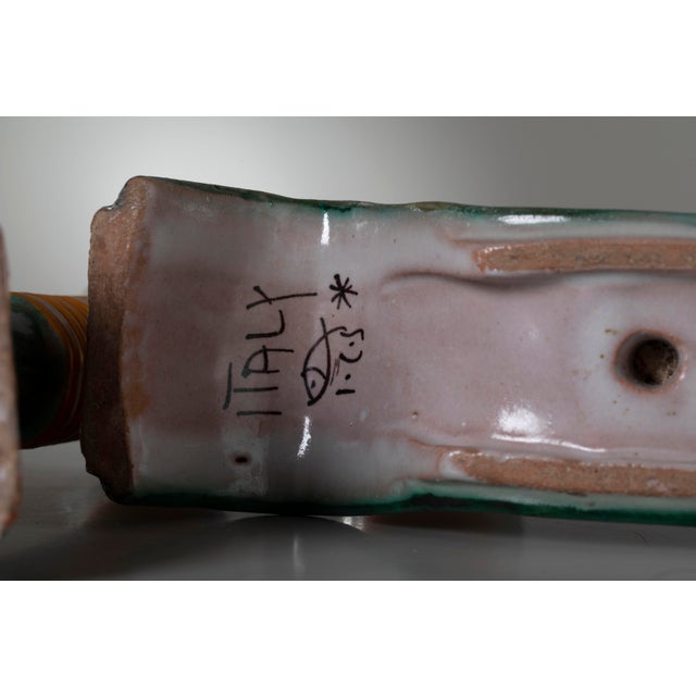 Cantagalli Ceramic Candleholders from Ics Vietri, Italy, Late 1930s, Set of 2 For Sale - Image 9 of 10