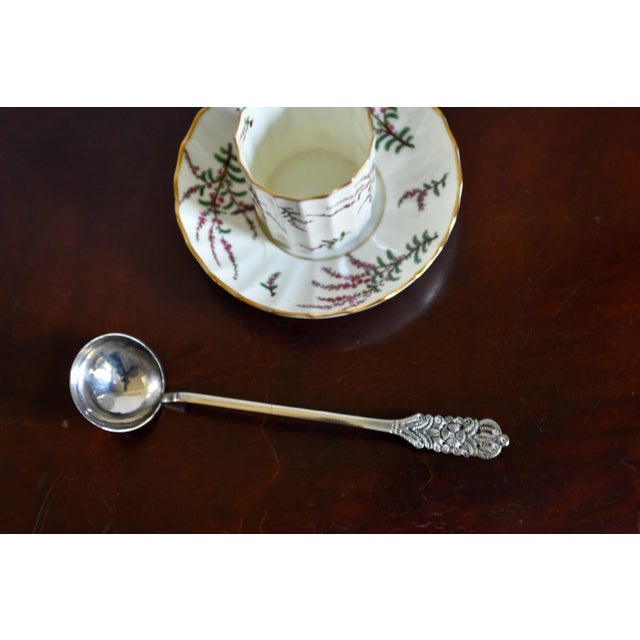 Vintage Arias Peru Sterling Silver Sugar or Condiment Spoon, Floral Repousse, 6.5 Inch For Sale - Image 15 of 15