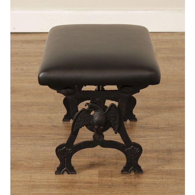 Black Federal Style Cast Iron and Leather Stool For Sale - Image 8 of 13