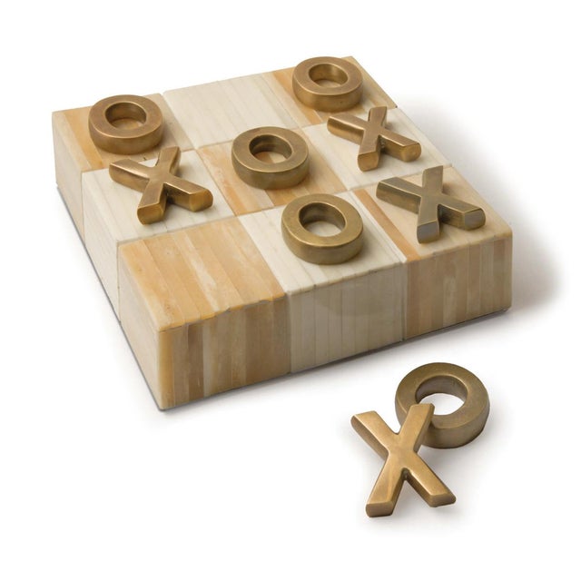 Regina Andrew Tic Tac Toe Flat Board With Brass Pieces For Sale In Detroit - Image 6 of 6