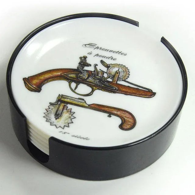 French Melamine Coasters from Coraline, 1960s, Set of 7, in Very Good conditions. Designed 1960 to 1969 This piece has an...