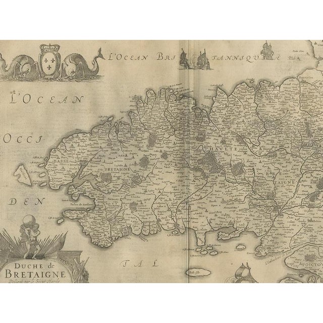 Antique Map of the Region of Bretagne by Janssonius, 1657 For Sale - Image 3 of 5