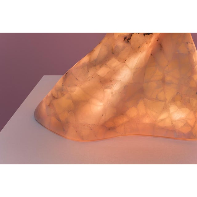 Aqua Fossil Sculptural Table Light in Alabaster and Resin by Amarist Studio For Sale - Image 6 of 14