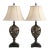 1970s Pair of Traditional Pierced Metal Table Lamps With Original Linen Shades For Sale