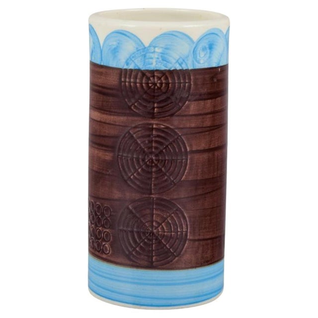 Blue Modernist Sarek Ceramic Vase by Olle Alberius for Rörstrand For Sale - Image 8 of 8