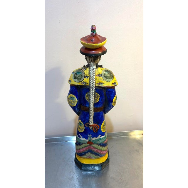Chinese Mid-20th Century Chinese Hand-Painted Royal Man Figurine For Sale - Image 3 of 9