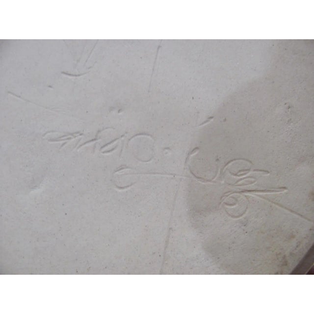 Printmaking Materials Mid-Century White and Brown Glaze Ikebana Vase For Sale - Image 7 of 11