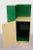 Rare and Great Skyscraper Donald Deskey Lacquered Cubist Side Cabinet in Deep Green and Pale Yellow with Stepped Modernist...