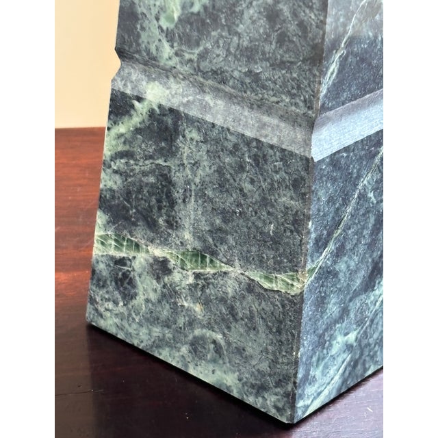 16' Neoclassical Style Dark Green Marble Obelisk For Sale - Image 9 of 17